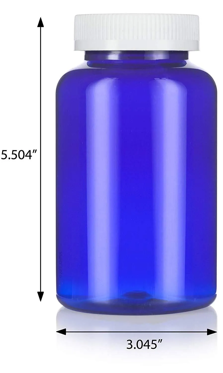 17 oz Cobalt Blue Plastic Wide Mouth Packer Bottle with White Lid