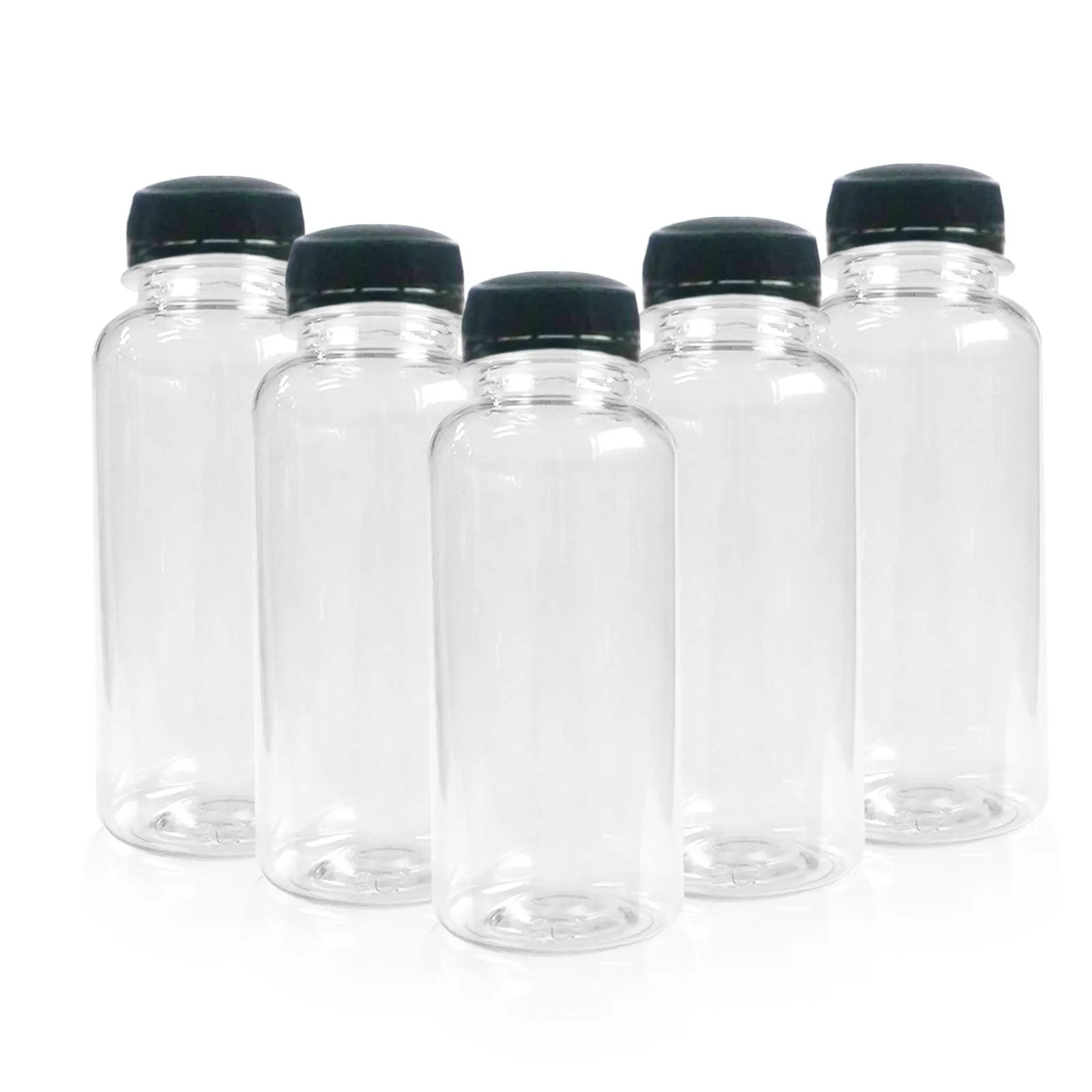 250ml Round Clear Plastic Bottles  PET With 38mm Lids Tamper Evident