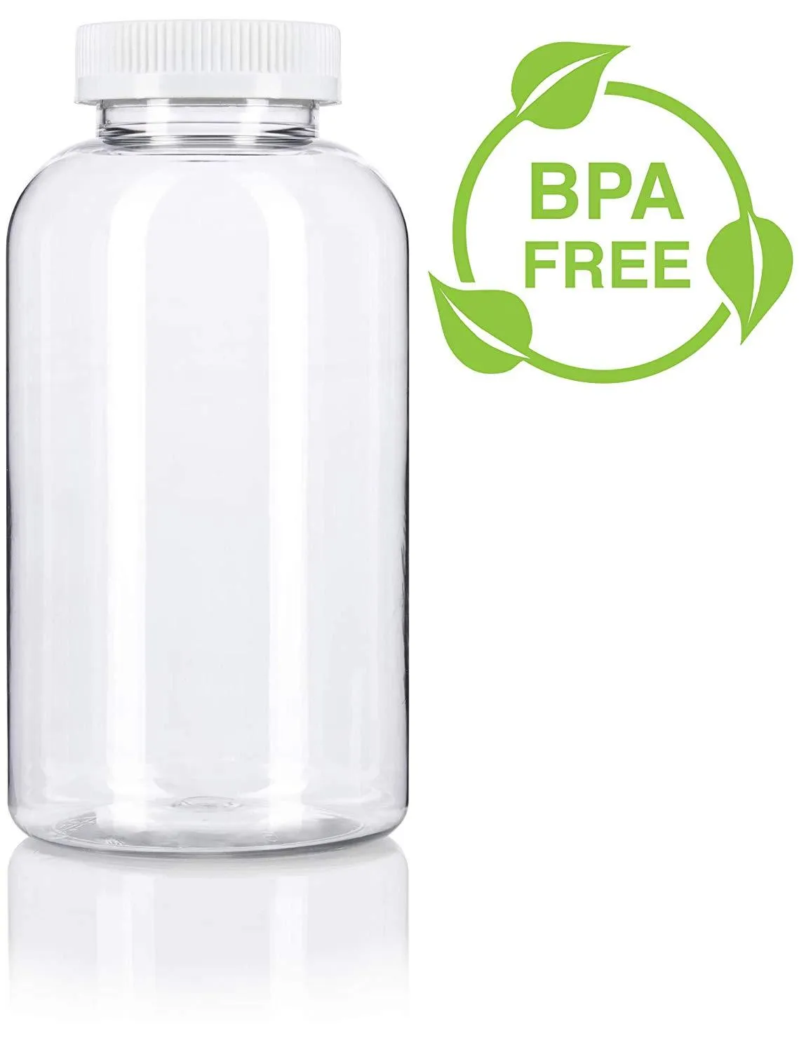 32 oz Clear Plastic Wide Mouth Packer Bottle with WhiteLid