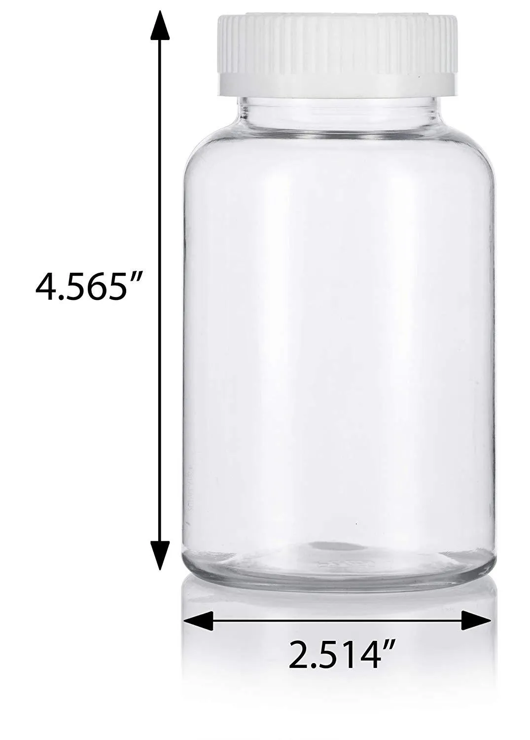 8 oz Clear Plastic Wide Mouth Packer Bottle with Child Resistant White Push and Turn Lid (6 Pack)