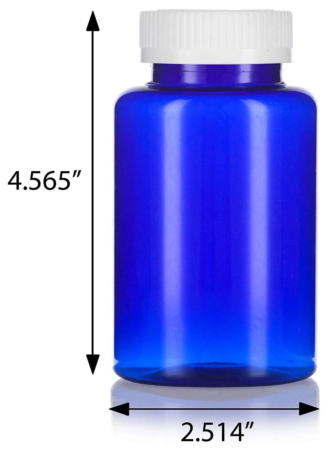 8 oz Cobalt Blue Plastic Wide Mouth Packer Bottle with White Lid (6 pack)