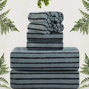 8 Piece Towels Set,2 Oversized Bath Towel 35" x 70", 2 Hand Towels & 4 Washcloths, 100% Microfiber Ultra Soft Lightweight Bath Sheets Shower Towels Quick Dry for Bathroom,Two-Tone Color, Black