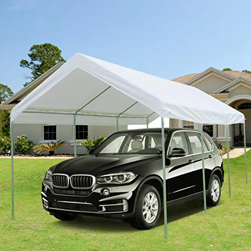 ADVANCE OUTDOOR 10 x 20 FT Heavy Duty Carport Car Canopy Garage Boat Shelter Party Tent, Adjustable Height from 6.0ft to 7.5ft, White