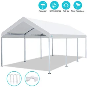 ADVANCE OUTDOOR 10 x 20 FT Heavy Duty Carport Car Canopy Garage Boat Shelter Party Tent, Adjustable Height from 6.0ft to 7.5ft, White