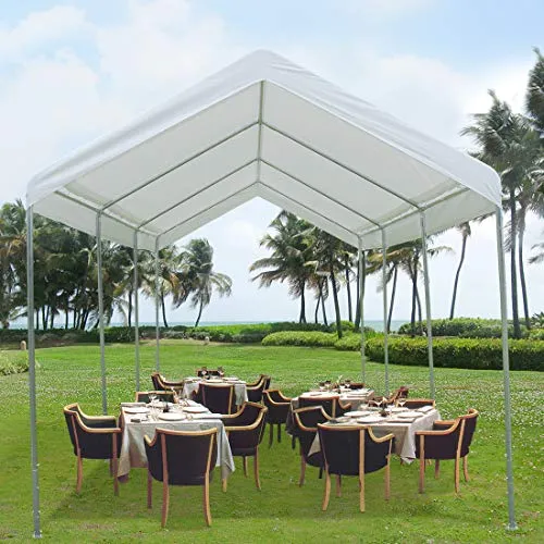 ADVANCE OUTDOOR 10 x 20 FT Heavy Duty Carport Car Canopy Garage Boat Shelter Party Tent, Adjustable Height from 6.0ft to 7.5ft, White