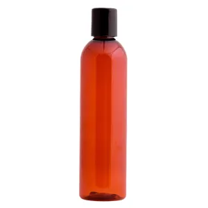 Amber Plastic Bottle with Black Disc Top