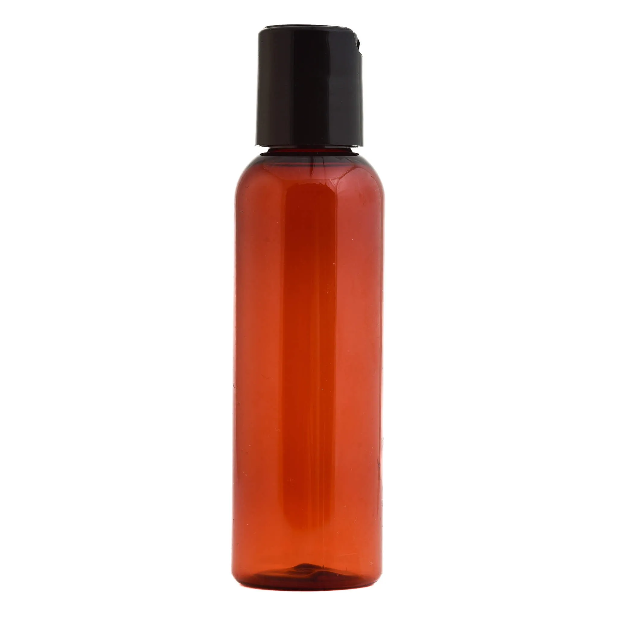 Amber Plastic Bottle with Black Disc Top