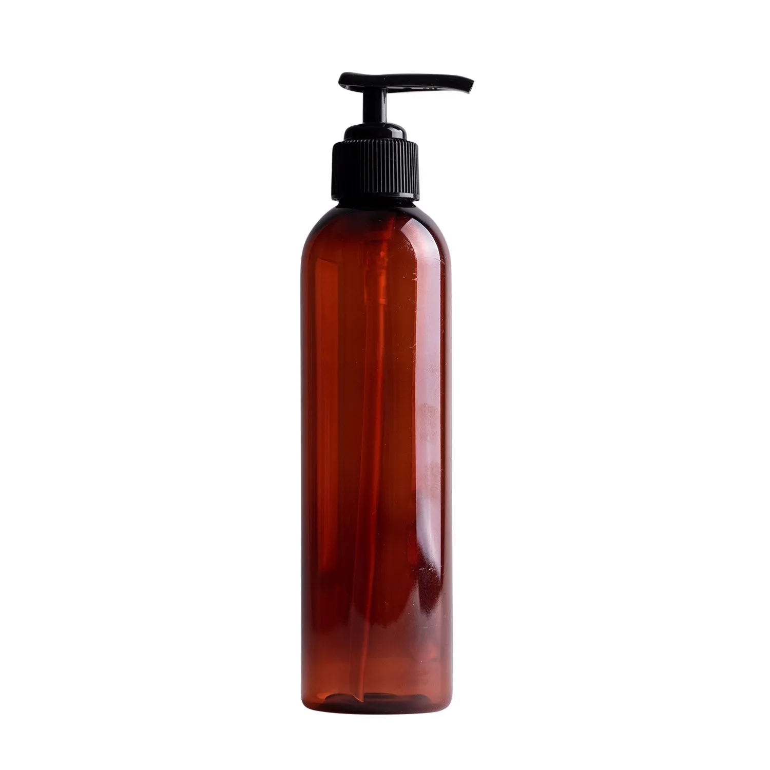 Amber Plastic Bottle with Black Treatment Pump