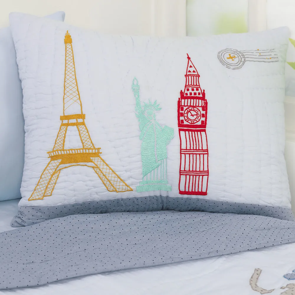 Around The World (Blue) Kids Bedding Set, Ages 3 to 15