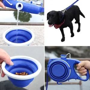 Dog Leash Automatic Retractable with Water Bottle Bowl