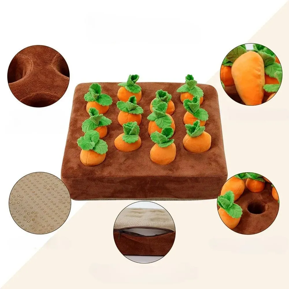 Interactive Carrot Snuffle Mat for Dogs – Plush Toy Field with Pullable Radishes, Perfect for Fun & Mental Stimulation