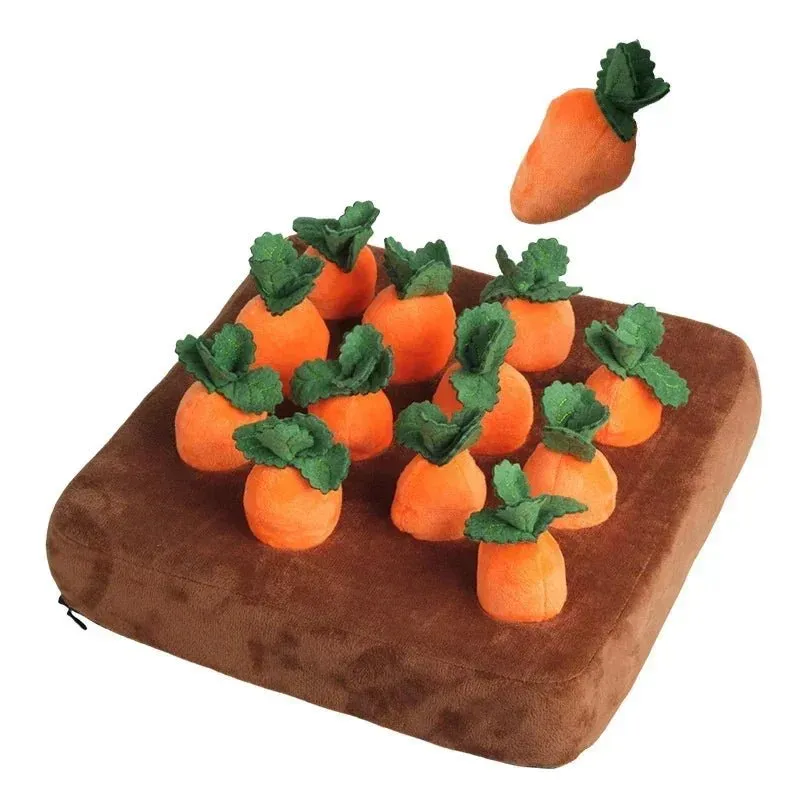 Interactive Carrot Snuffle Mat for Dogs – Plush Toy Field with Pullable Radishes, Perfect for Fun & Mental Stimulation