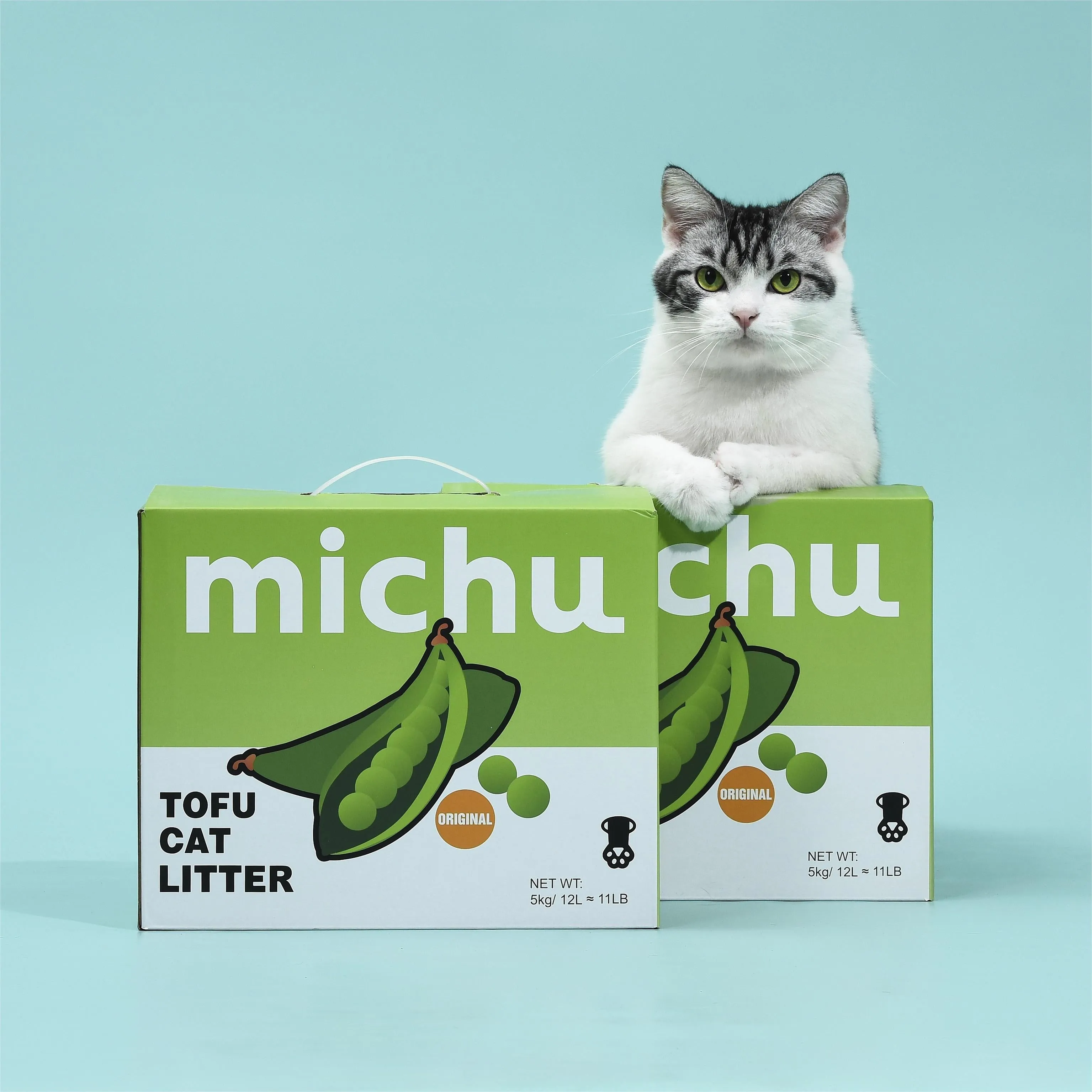 Michu Tofu Cat Litter Gen3 - Natural Clumping Tofu-Based Formula - Value Box 5 kg