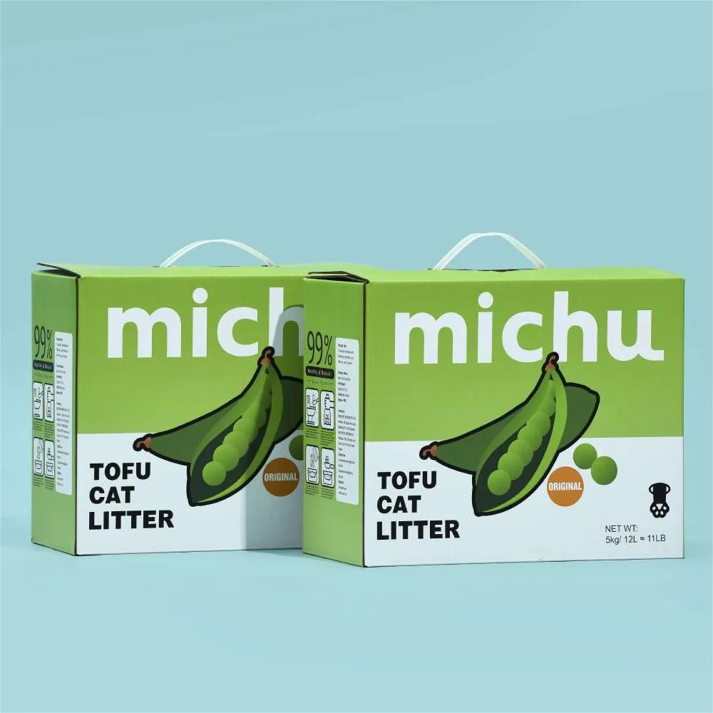 Michu Tofu Cat Litter Gen3 - Natural Clumping Tofu-Based Formula - Value Box 5 kg