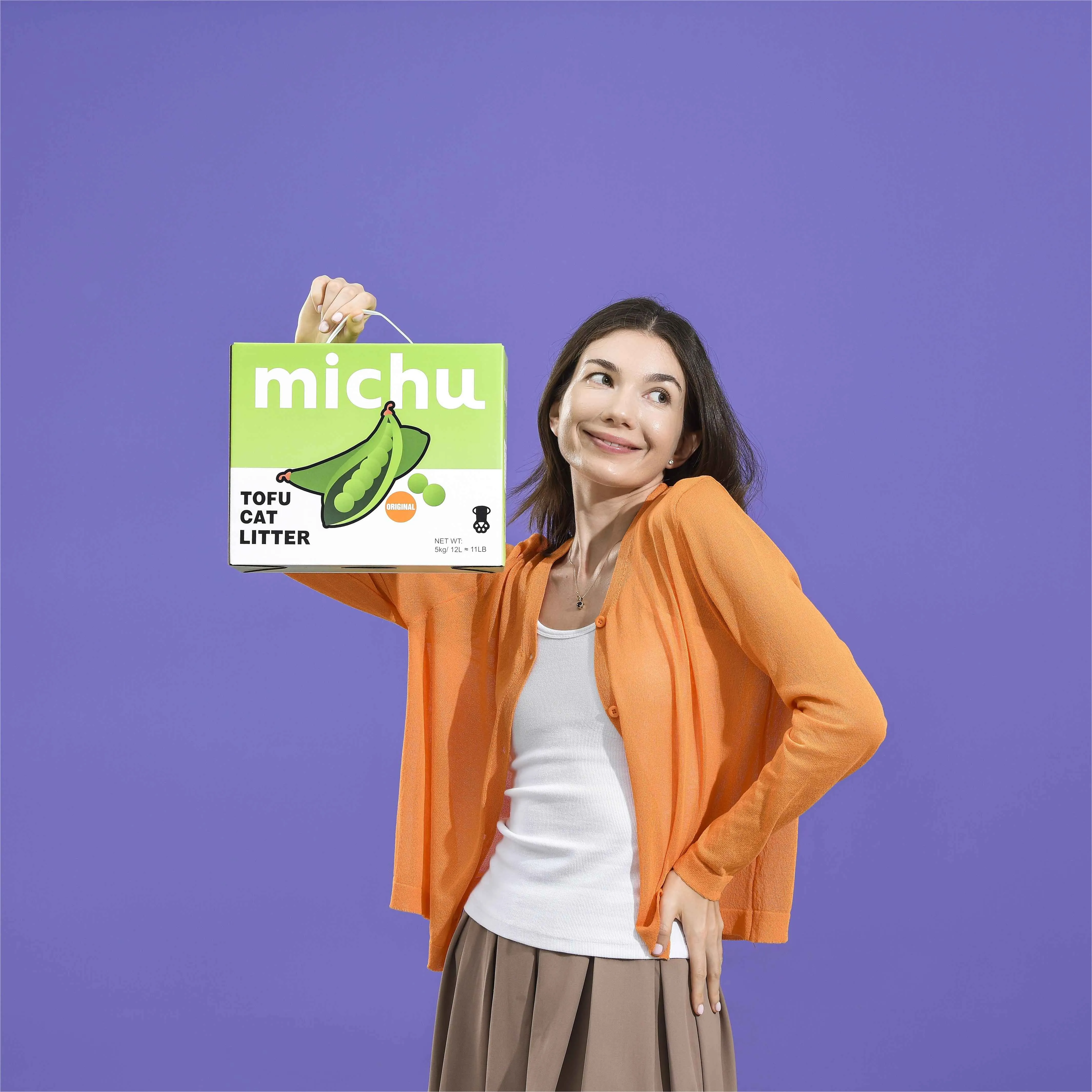 Michu Tofu Cat Litter Gen3 - Natural Clumping Tofu-Based Formula - Value Box 5 kg