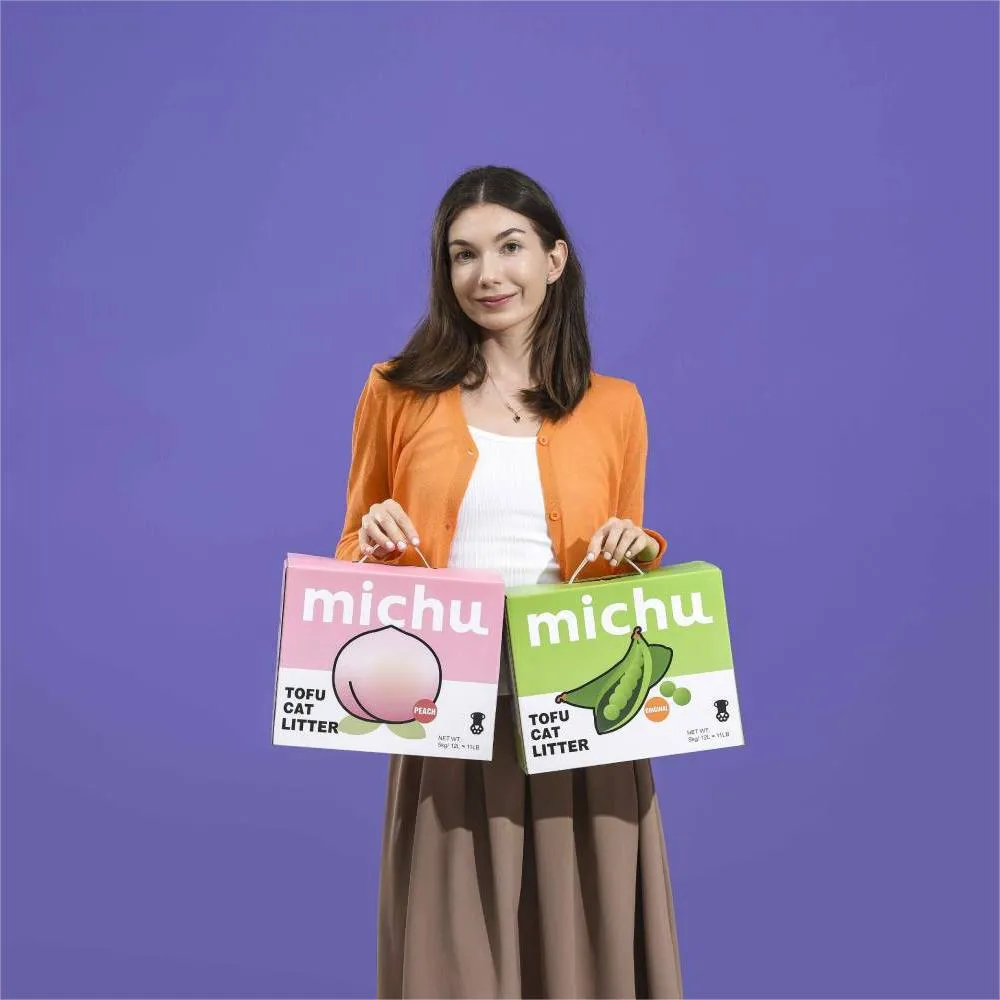 Michu Tofu Cat Litter Gen3 - Natural Clumping Tofu-Based Formula - Value Box 5 kg
