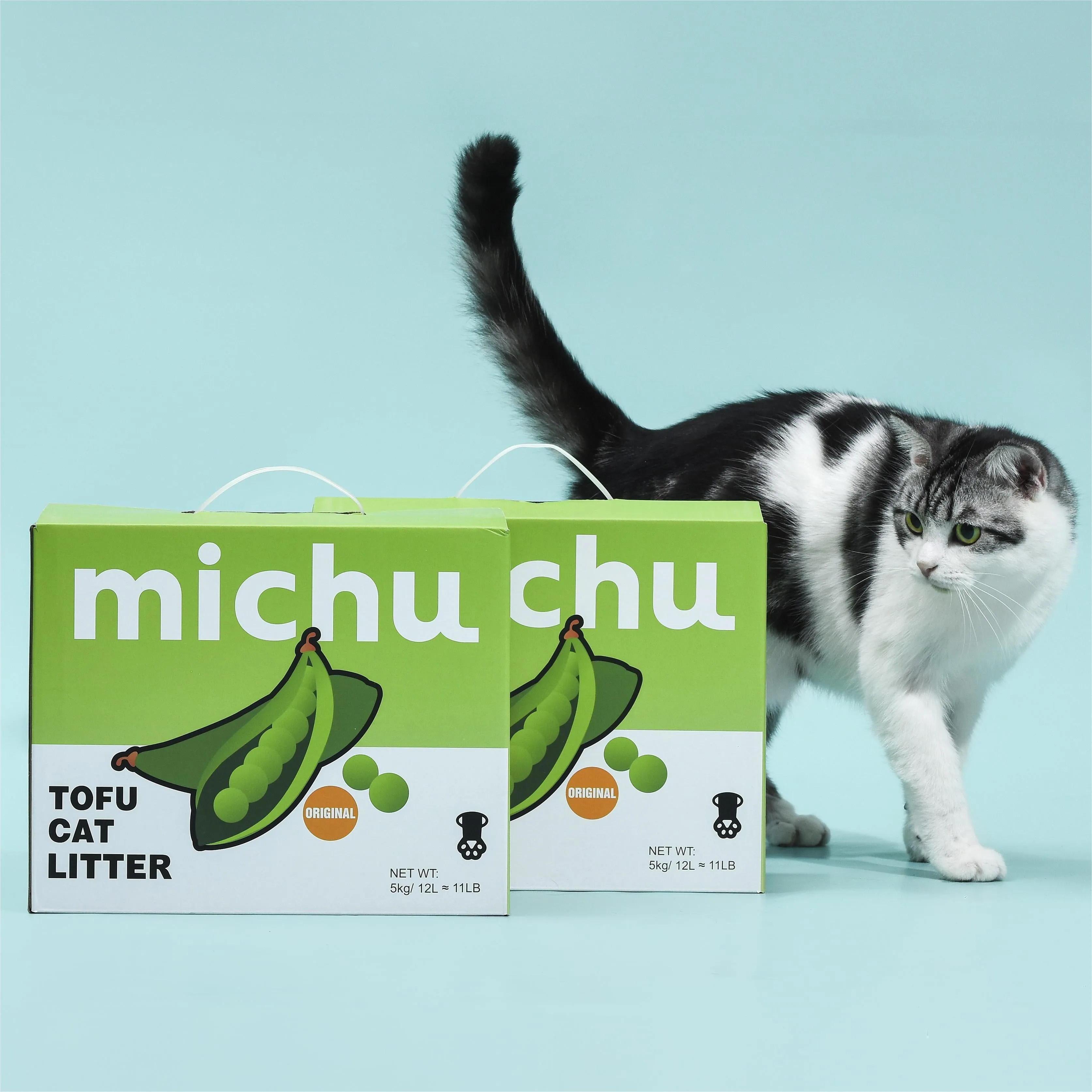 Michu Tofu Cat Litter Gen3 - Natural Clumping Tofu-Based Formula - Value Box 5 kg