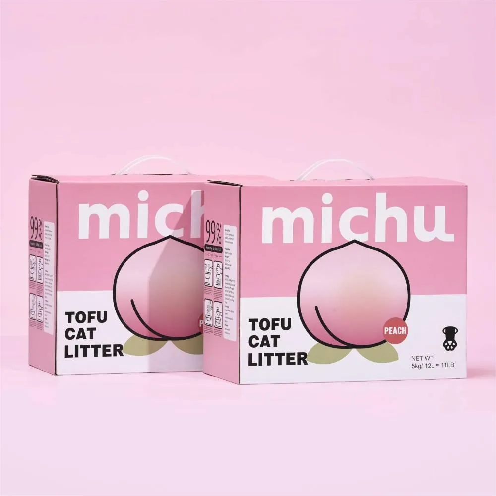 Michu Tofu Cat Litter Gen3 - Natural Clumping Tofu-Based Formula - Value Box 5 kg