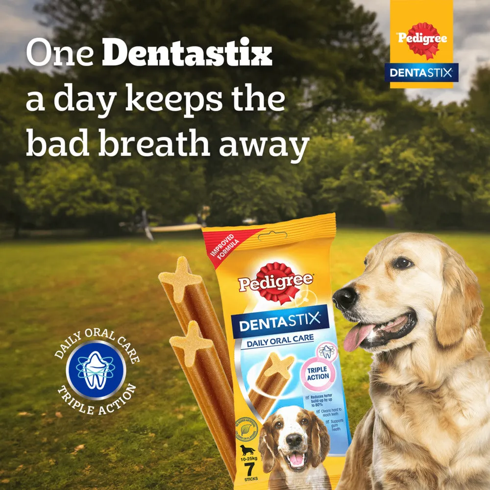 Pedigree Dentastix Oral Care for Adult (Large Breed of 25 kg ) Treats, Basil Teething Ring Chew Toy and Pet Vogue Bouncy Rubber Ball for Dogs Combo