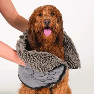 Pet Shammy Towel | Heavy-Duty Microfiber Bath Towel | Quick-Dry Dog & Cat Towel | 13"x31" Grey