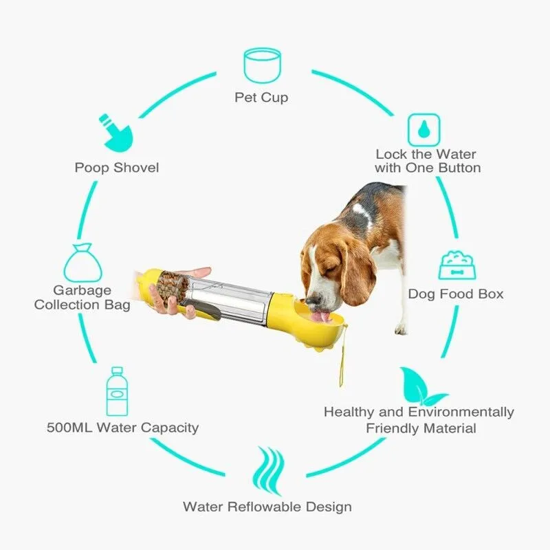 Portable Pet Dog Water Bottle Travel Outdoor Drinking Bowl Feeder Tray 300/500ML
