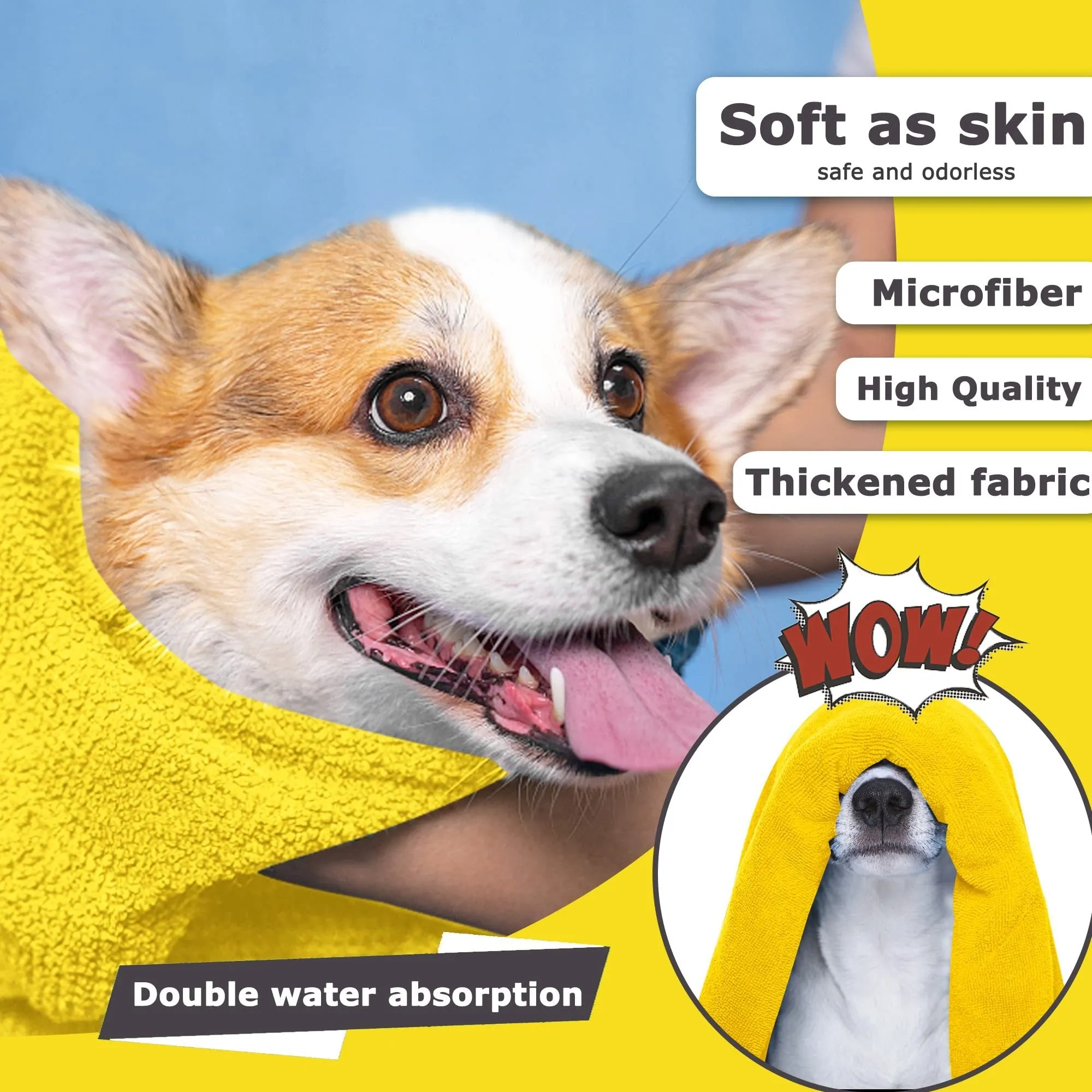 QuickDry Pet Towel – Super Absorbent Microfiber Dog & Cat Bath Towel, Soft & Fast Drying