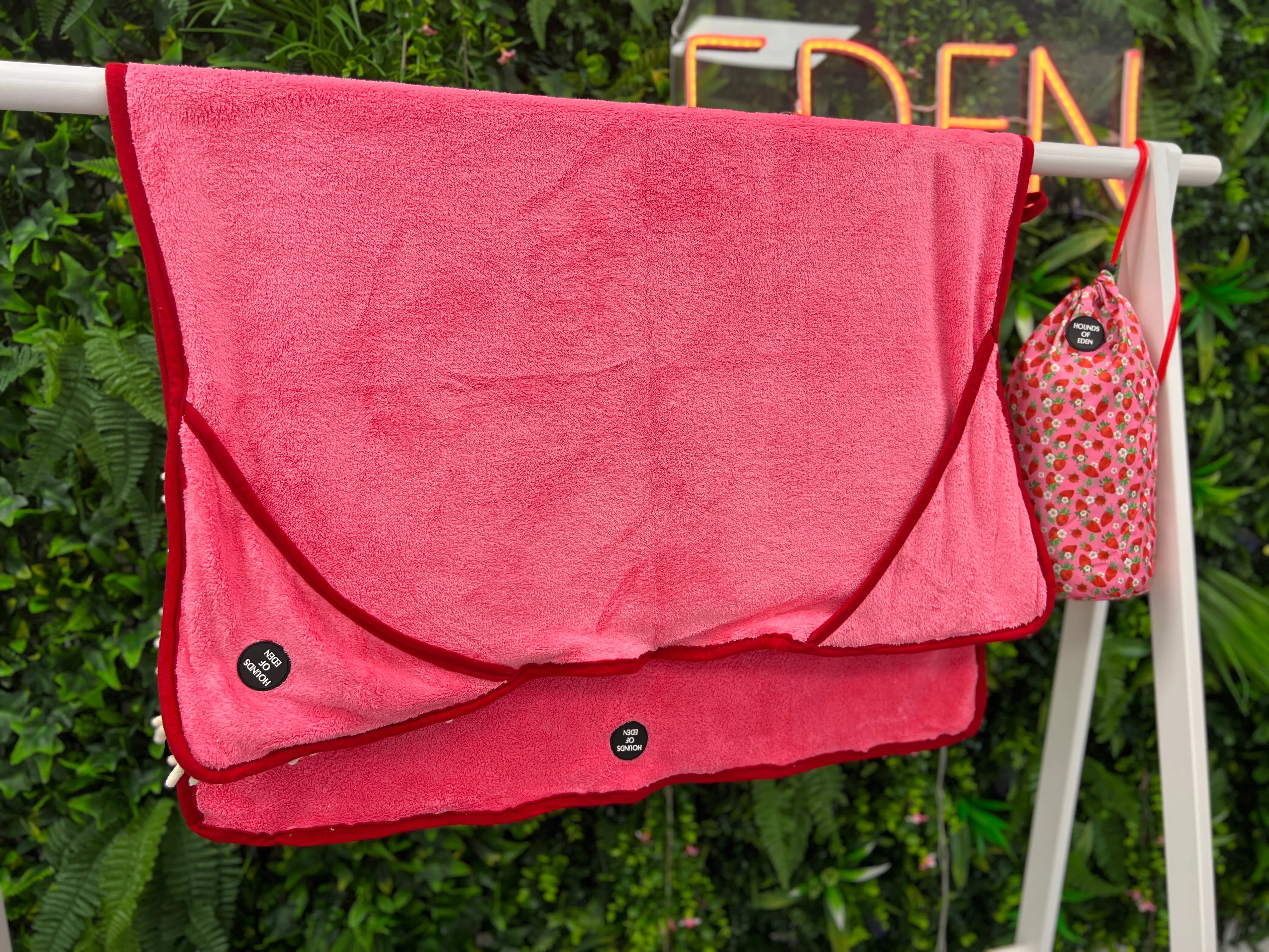 Strawberry Patch - Dog Towel   Carry Bag