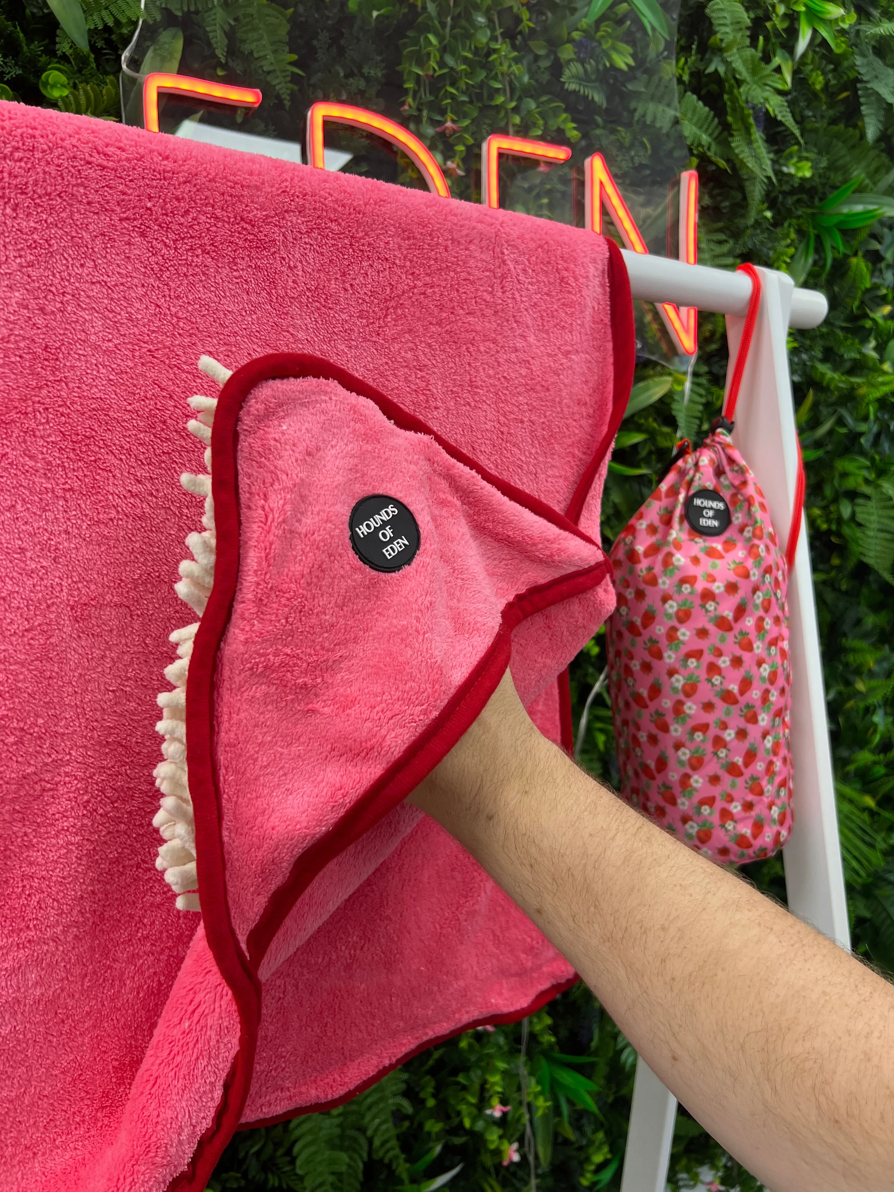 Strawberry Patch - Dog Towel   Carry Bag