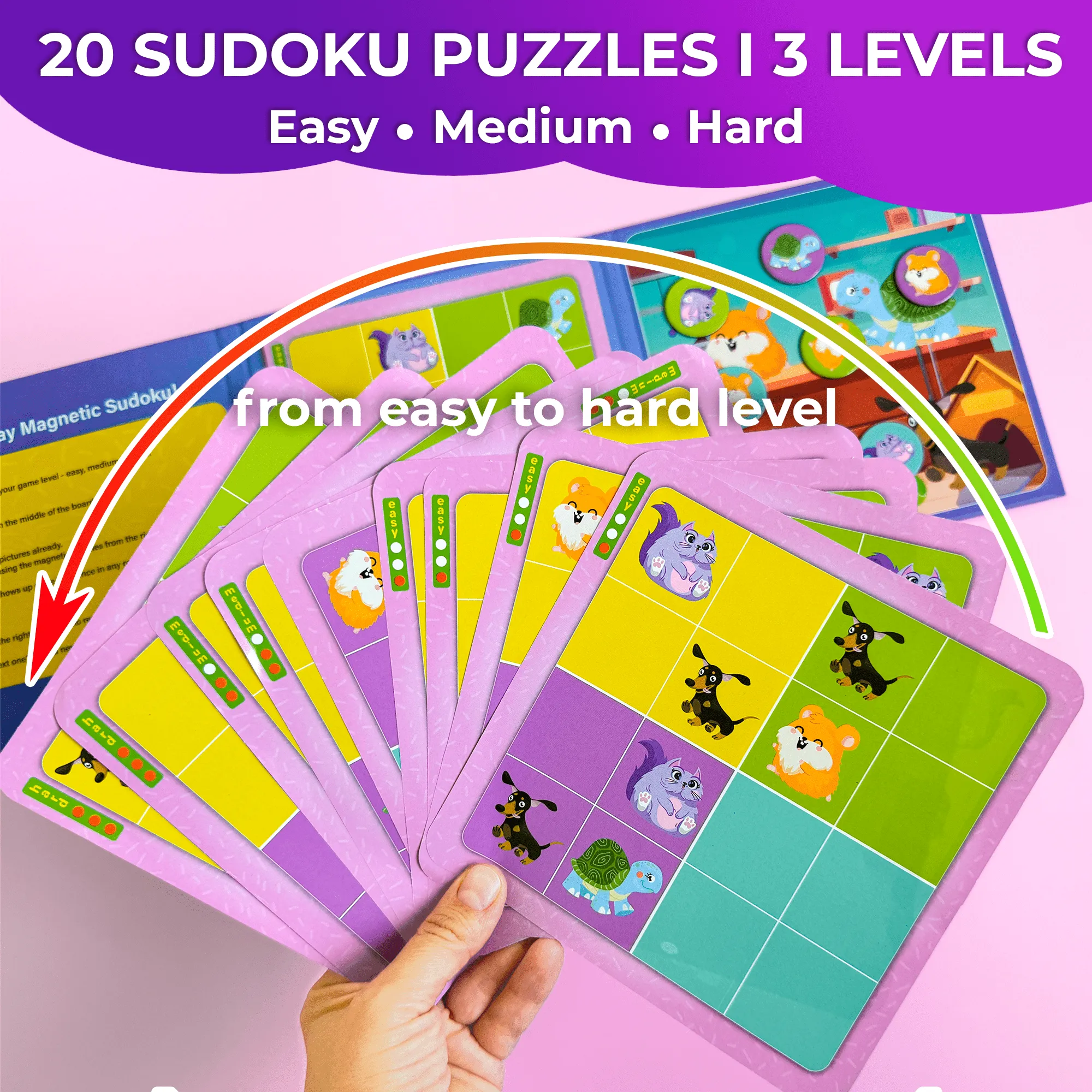 Sudoku Magnetic Puzzle Book for Kids | 20 pcs with 3 Levels