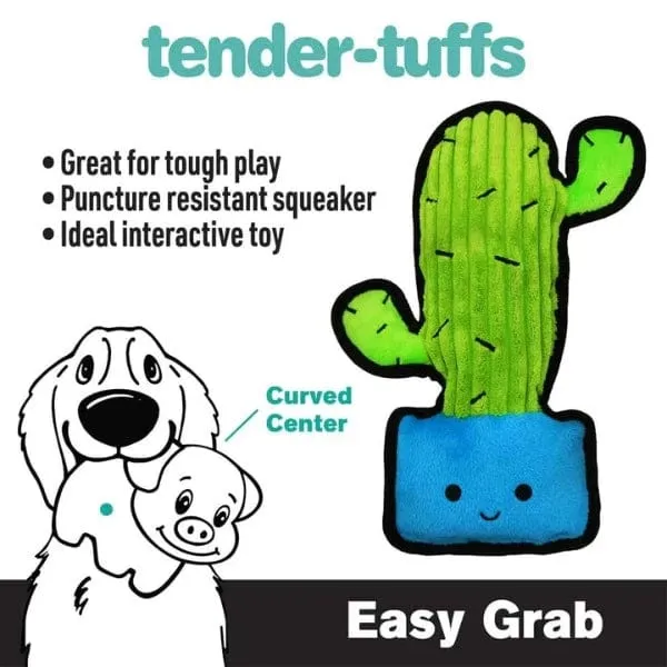 tender-tuffs Easy Grab Green Cactus Plush Dog Toy
